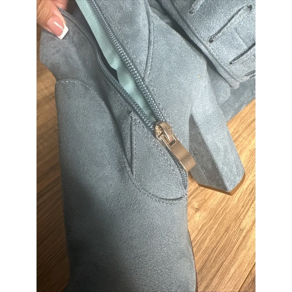 Shoedazzle Women Over Knee‎ Heel Boots Size 8.5 Evanna Blue Stretchy